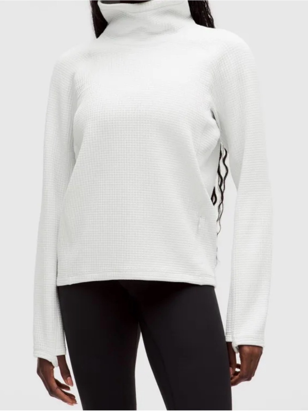lululemon Waffle-Knit Funnel-Neck Long-Sleeve Shirt - “light vapor” size 8